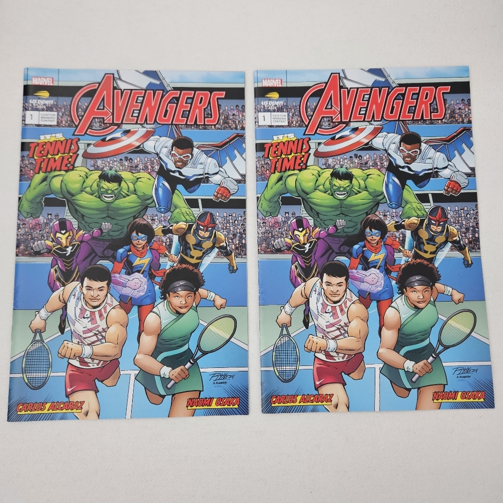 US Open Tennis 2024 Marvel Avengers Comic Book Set Of 2 New Limited Edition